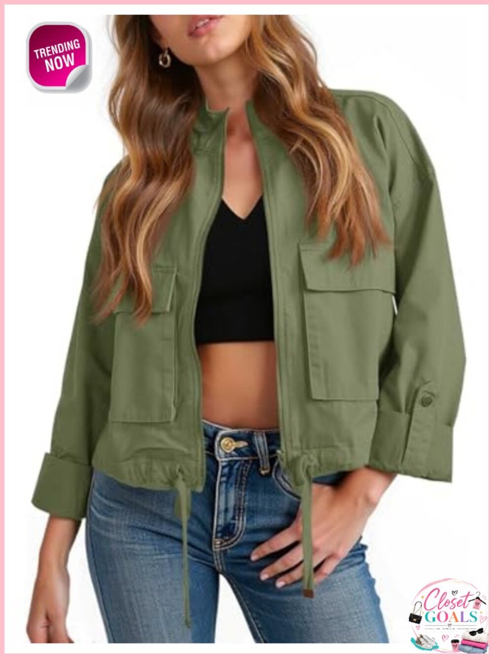 Tankaneo Womens Cropped Military Safari Jacket Lightweight Casual Fall Coat